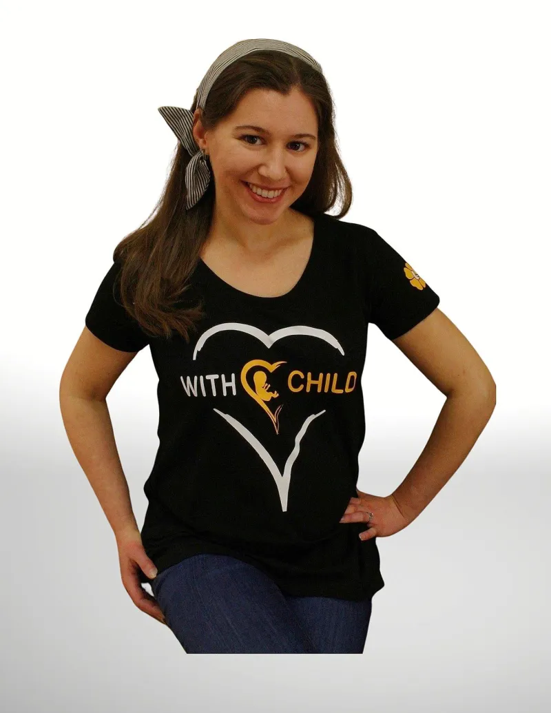 With Child Maternity- Rayon/Spandex, Short Sleeve, V-Neck - Image 3